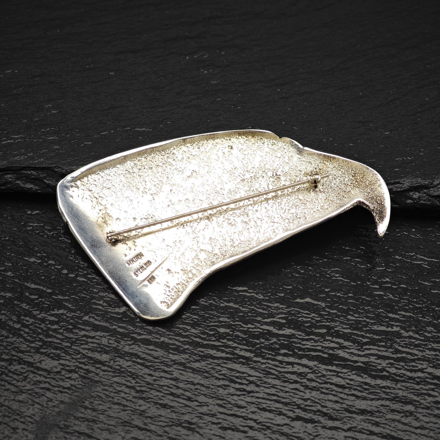 Navajo 14k Gold Eye, Eagle Head Brooch Sterling Silver