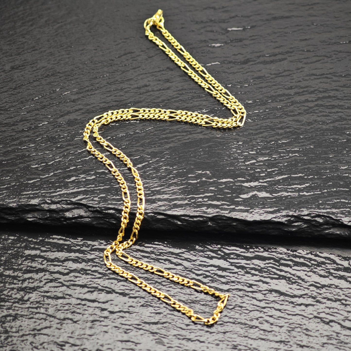 Figaro Gold Plated Chain Sterling Silver Necklace N2750