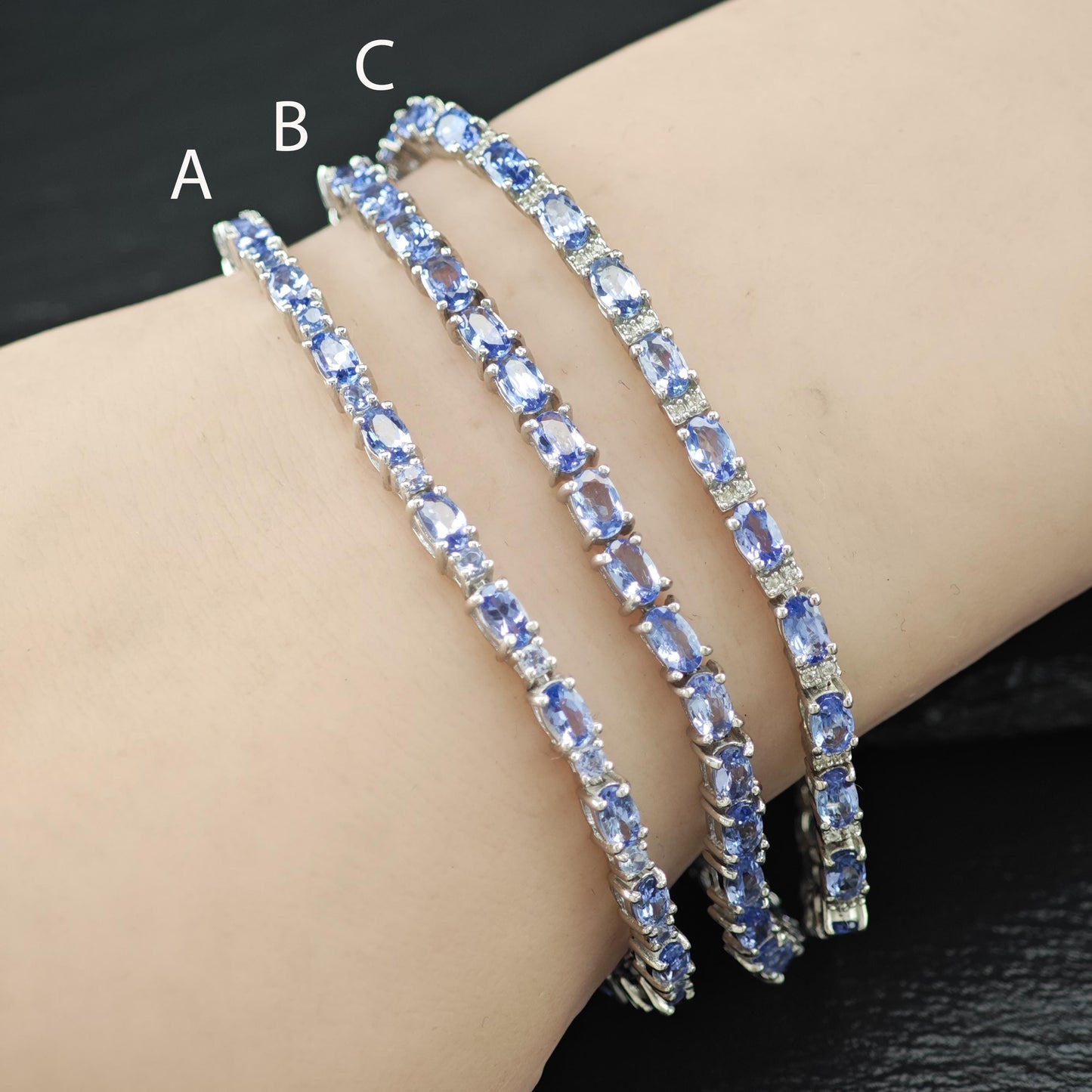 Choice of Tanzanite Line Bracelets Sterling Silver