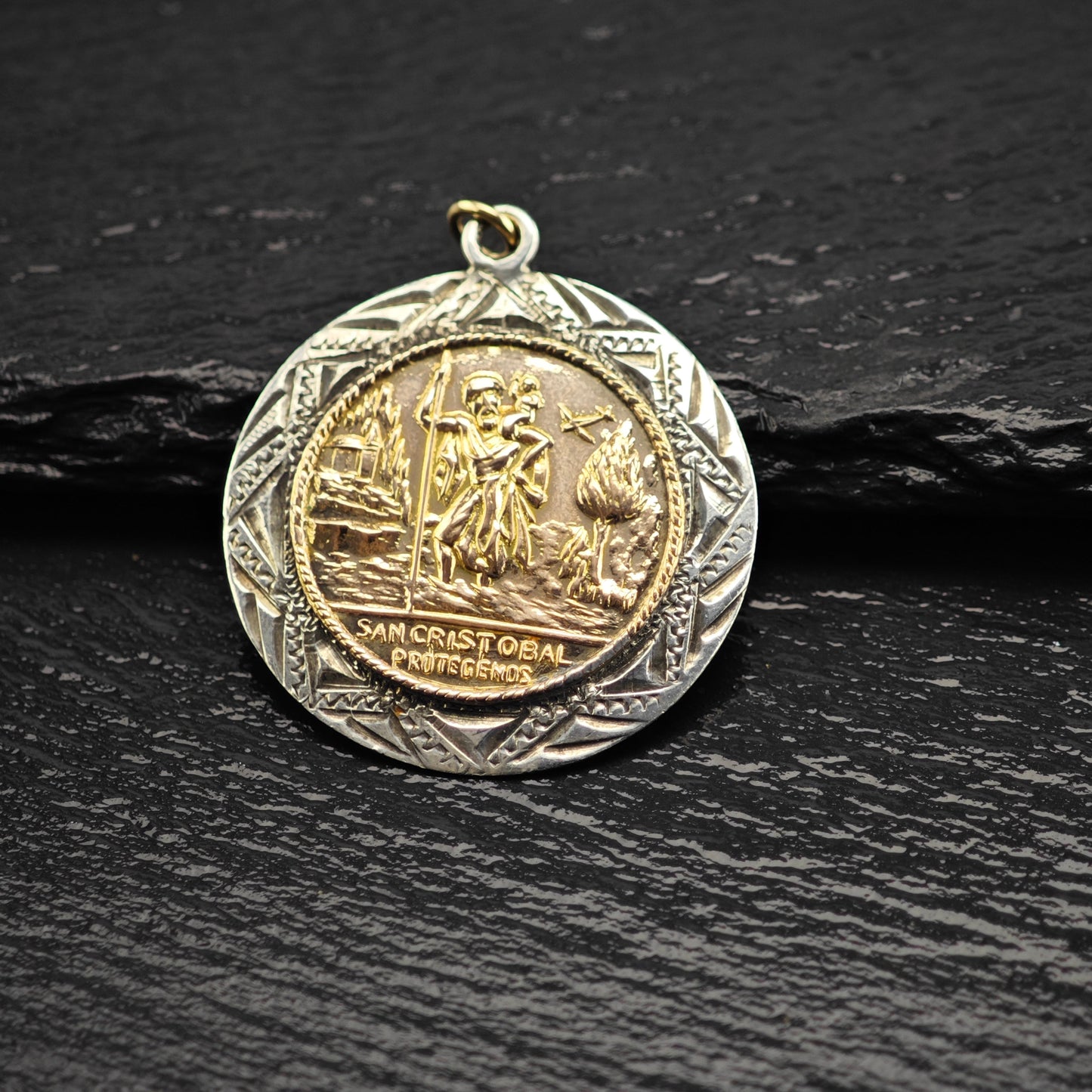 San Cristobal Protegenos Gold Filled Accent Pendant Sterling Silver P2910Gra