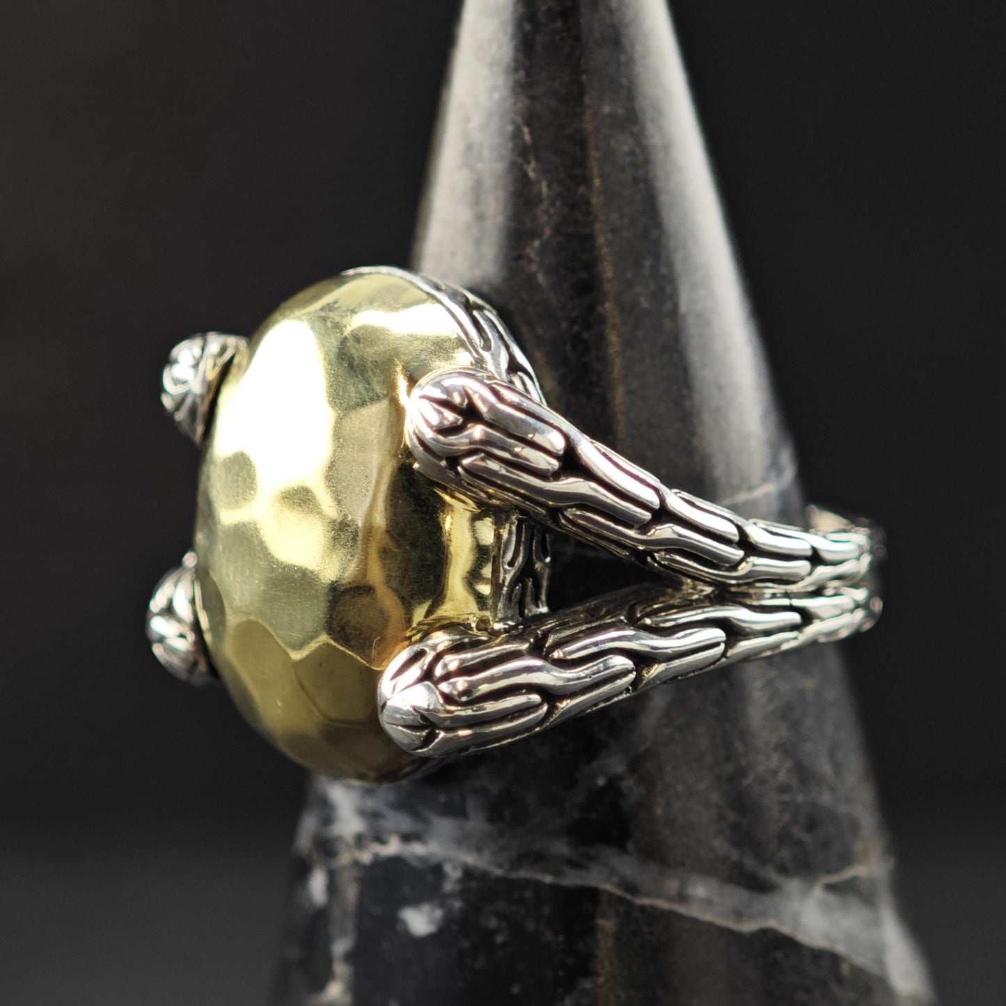 John Hardy 18K Gold Accent Ring Sterling Silver Sz 7 R6019