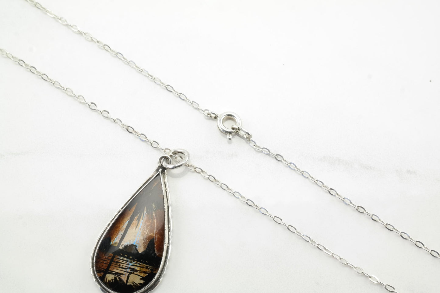 Art Deco Butterfly Wing Necklace Sterling Silver