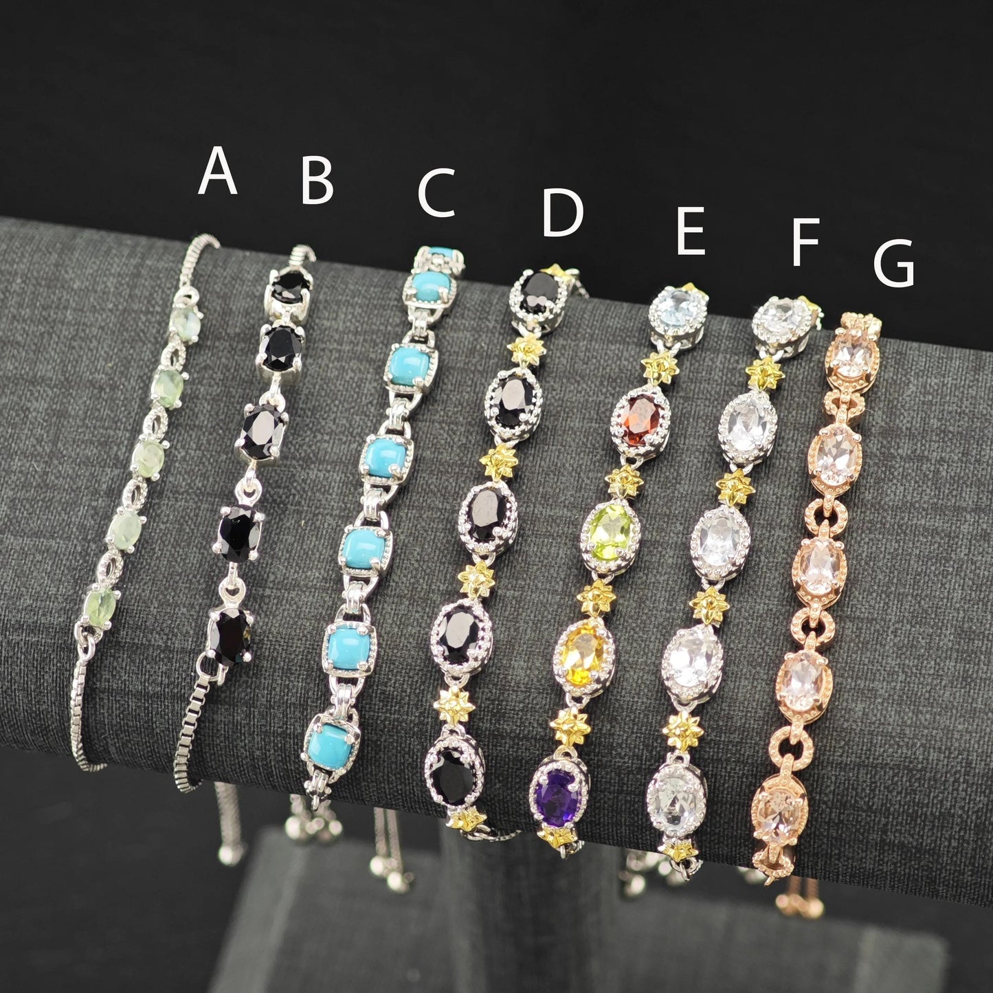 Choice of Bolo Gemstone Bracelets Sterling Silver