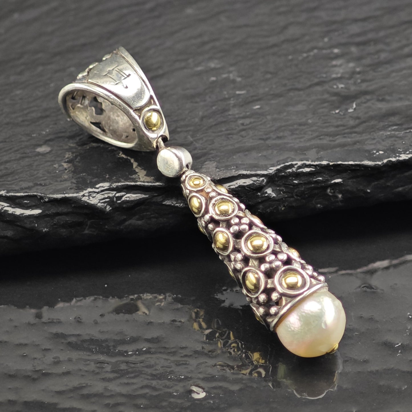 John Hardy 18K Gold Accents, Pearl Sterling Silver Pendant P3040