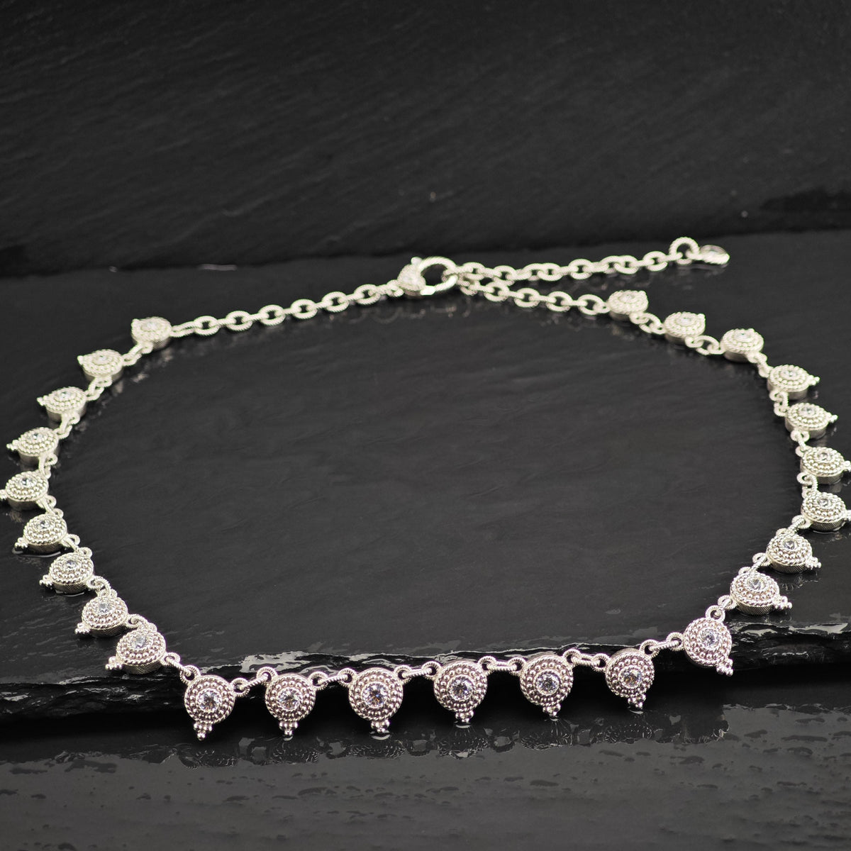 Vintage Judith Ripka CZ Sterling Silver Necklace N2801