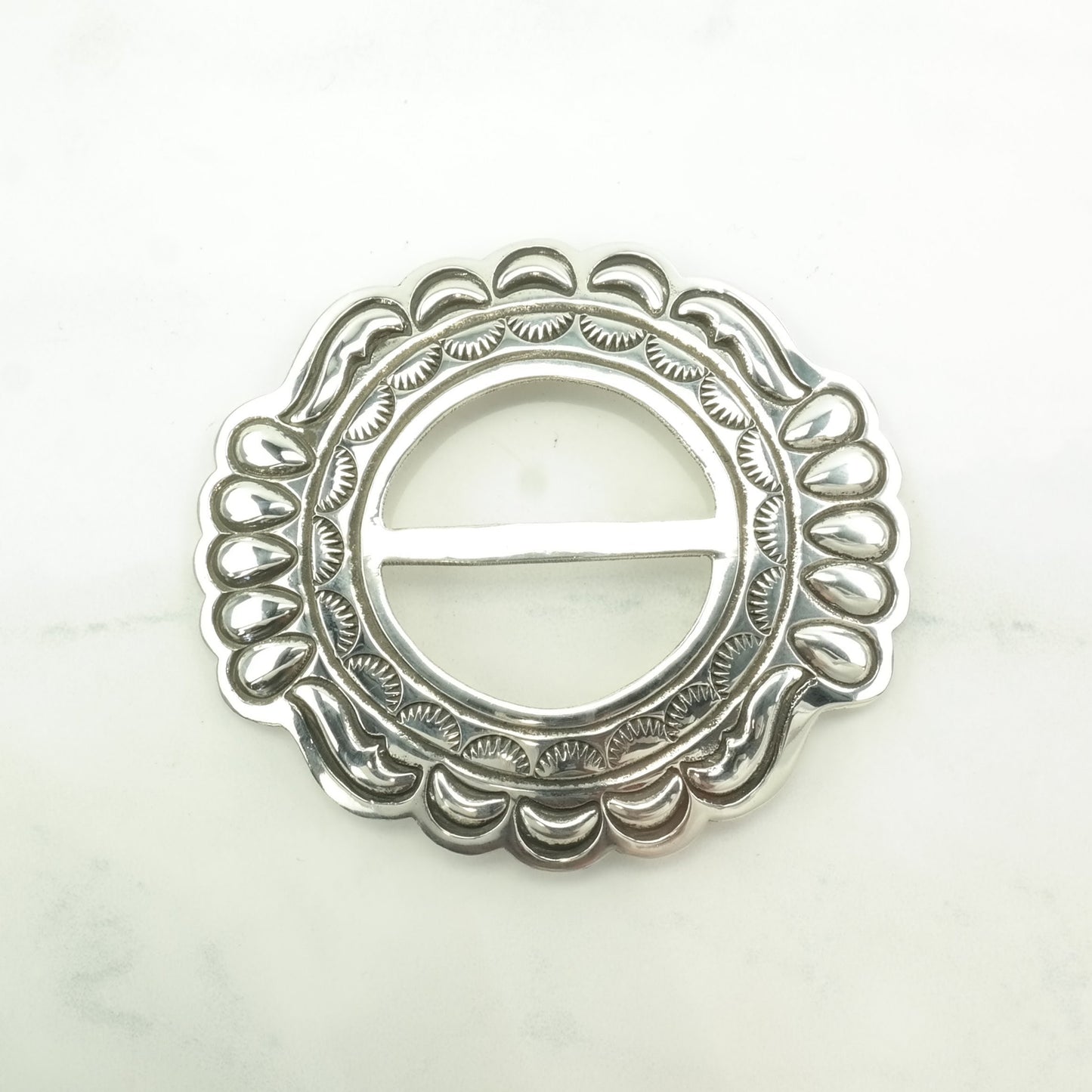 Vintage Native American Stamped Sterling Silver Belt Buckle