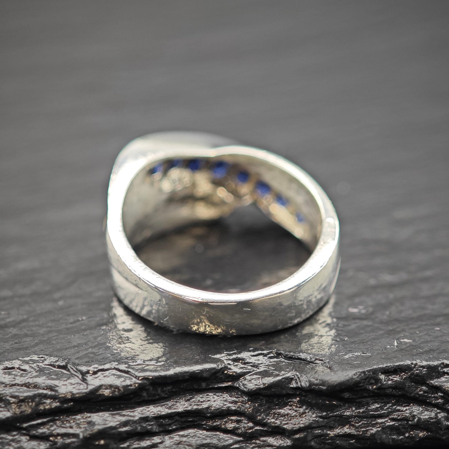 Sapphire Gold Accent Ring Sterling Silver Sz 6 1/4