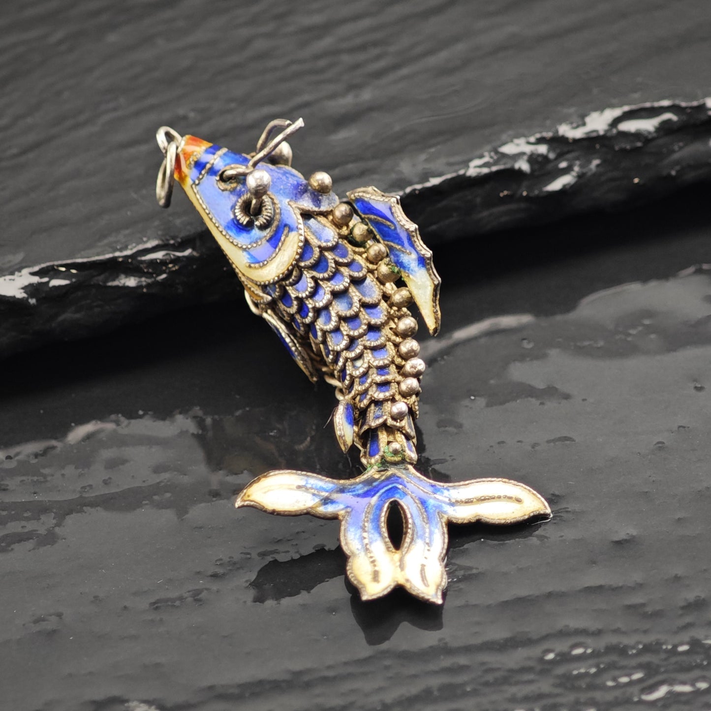 Enamel Koi Fish Pendant Sterling Silver P3039