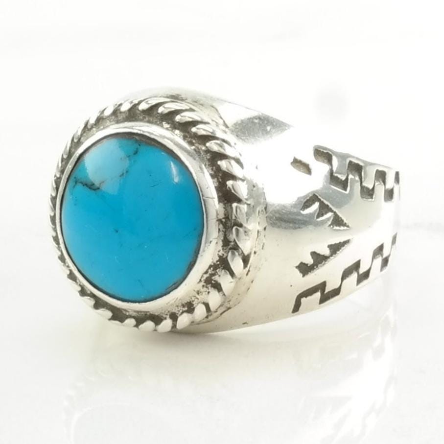 Vintage Sterling Silver Ring Turquoise Overlay Blue Size 9 1/2