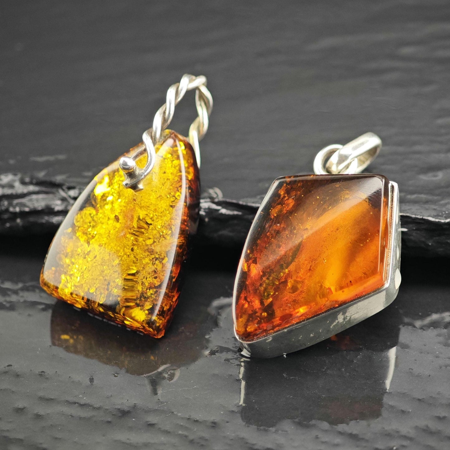 Choice of Baltic Amber Sterling Silver Pendants P3042