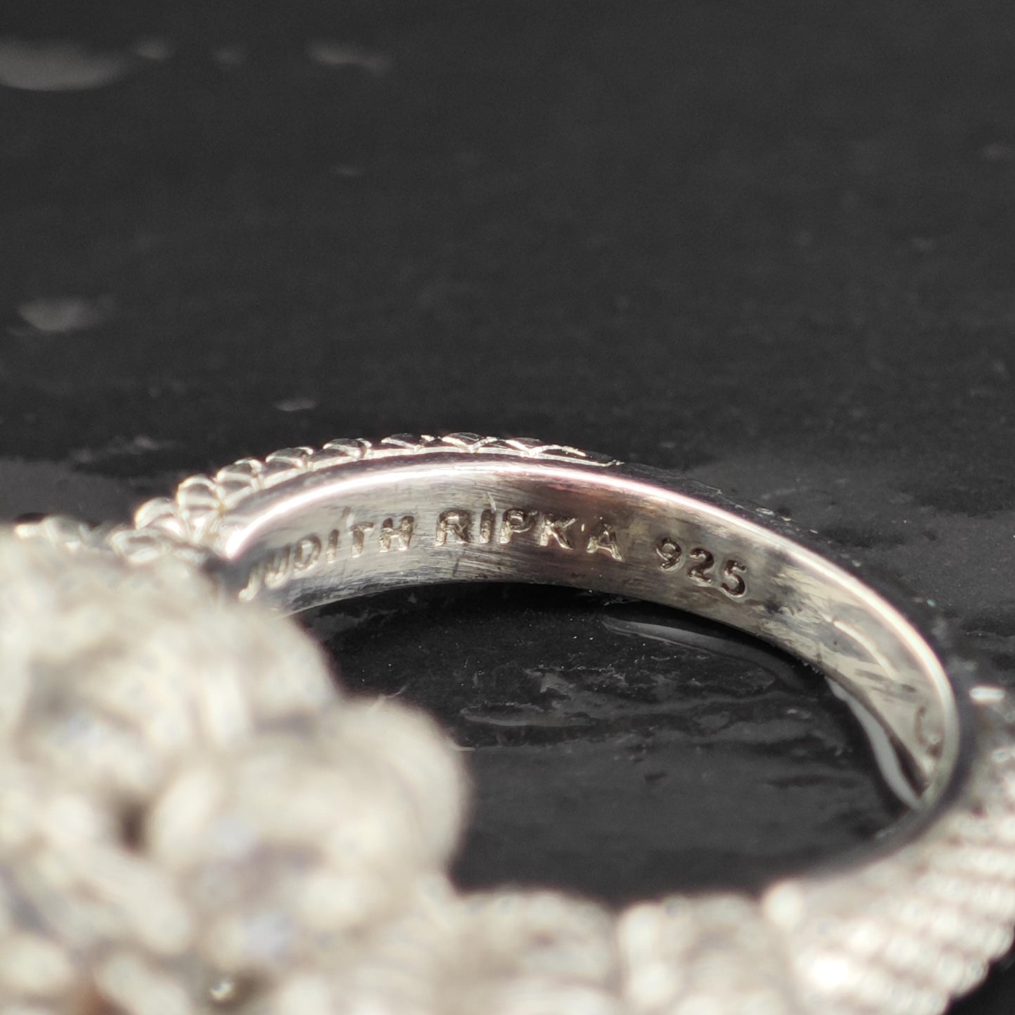Vintage Judith Ripka CZ Square Design Sterling Silver Ring Sz 6 R6570