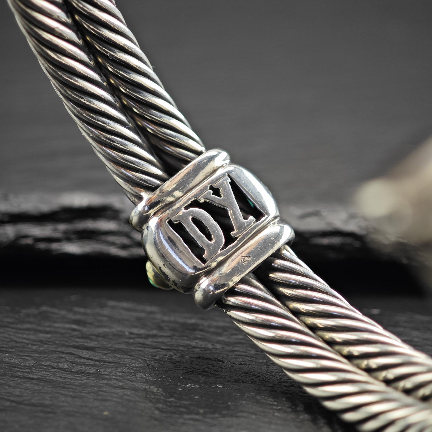 David Yurman Renaissance Cuff Bracelet 10mm 14K Gold Accent Sterling Silver Amethyst