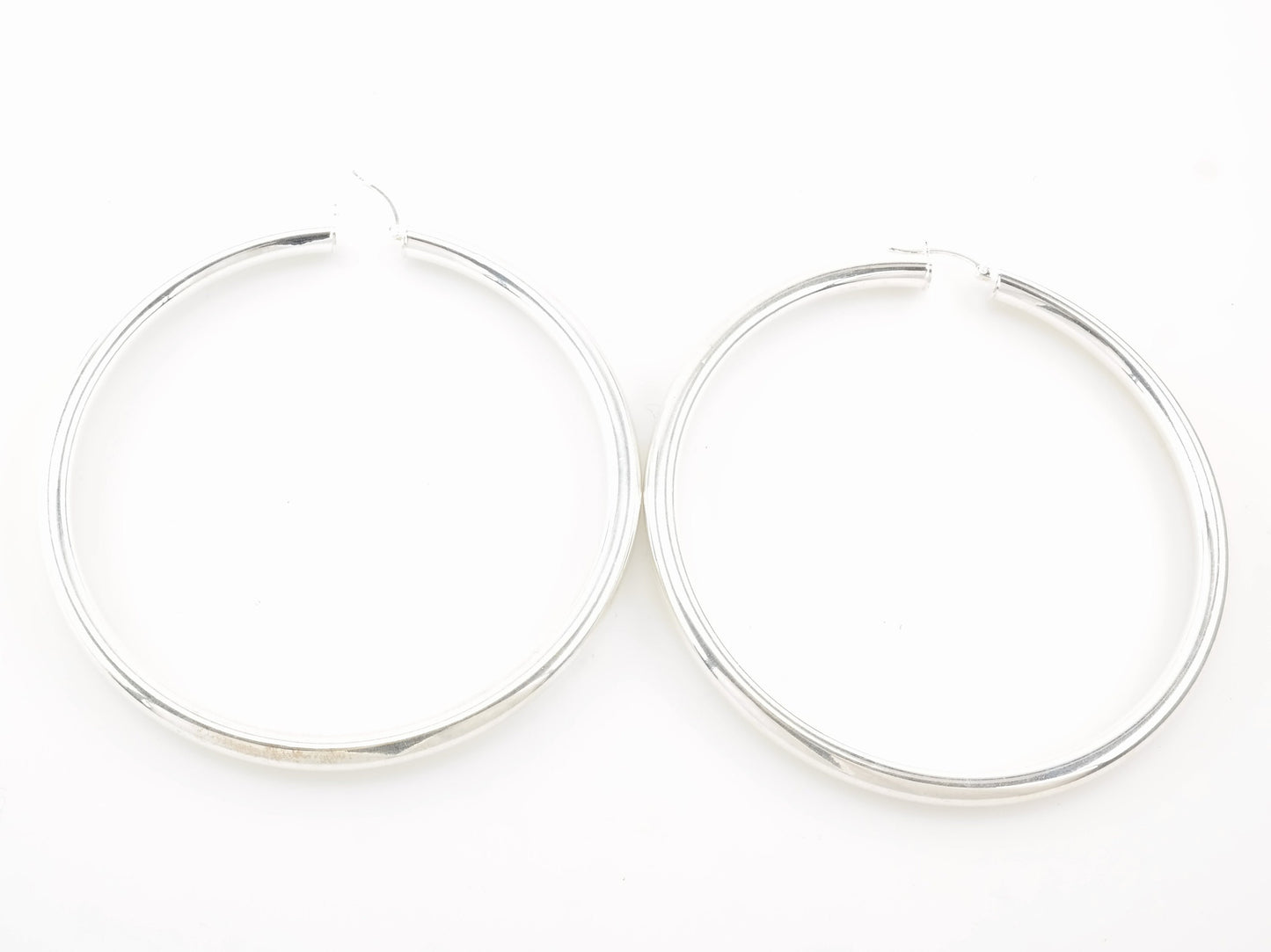 Sterling Silver 5mm Wide Earrings Hoop 3"