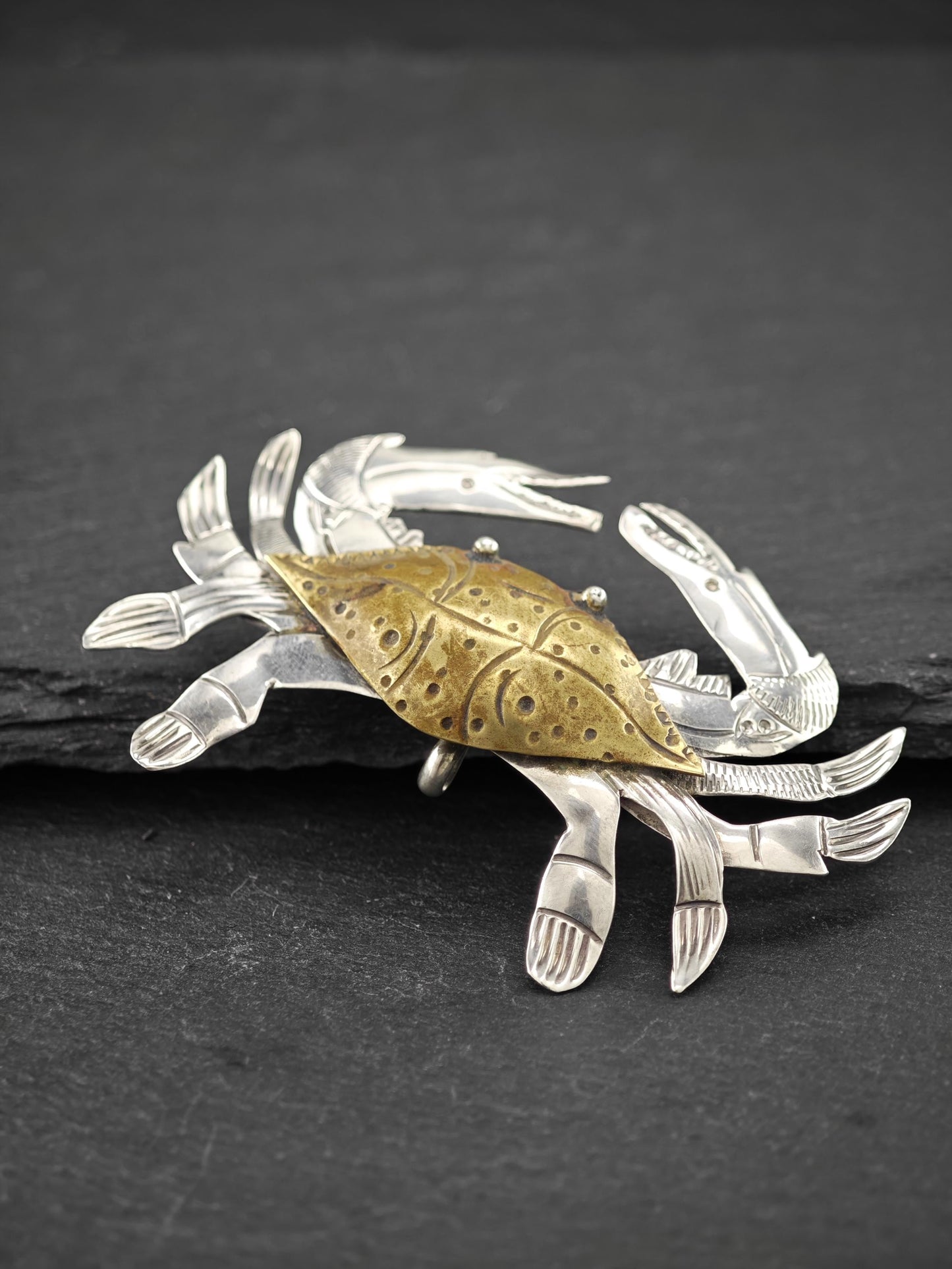 Studio Brass, Gold Tone Crab Brooch/Pendant Sterling Silver