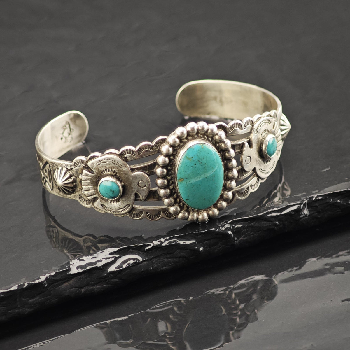 Bell Trading Post Turquoise Bird Sterling Silver Cuff Sz 6 1/2" BR3150