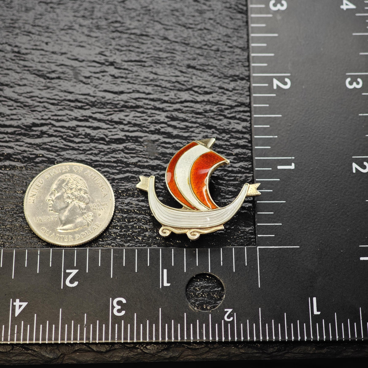 Norwegian Enamel Sailboat Sterling Silver Brooch/Pendant B2280