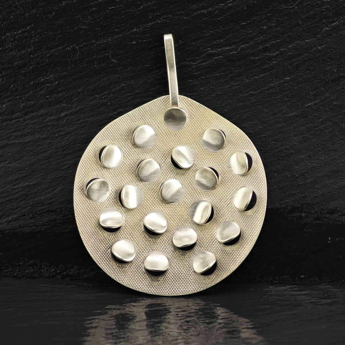 Modernist Circular Sterling Silver Pendant P3118