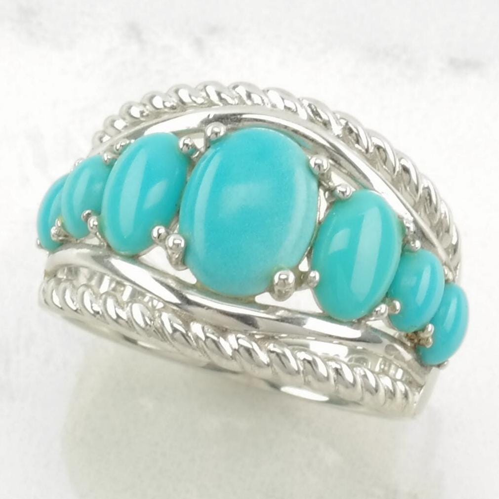 Vintage Sterling Silver Ring, Turquoise Blue Size 5