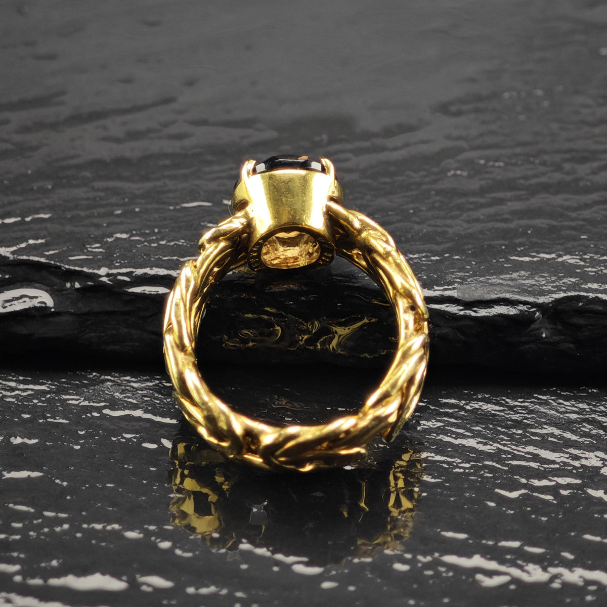 Smoky Quartz Gold-Plated Woven Band Sterling Silver Ring Sz 6 1/2 R6837