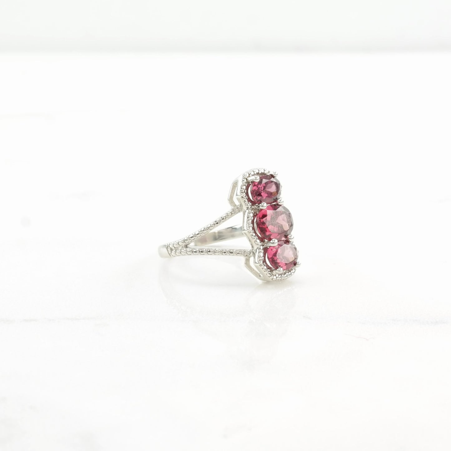 Sterling Silver Ring Pink Garnet Size 5