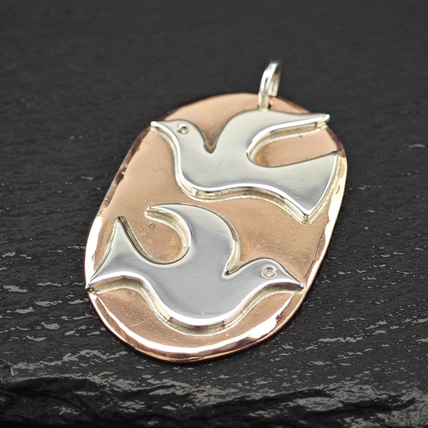 Retired James Avery Copper Dove Pendant Sterling Silver P2803