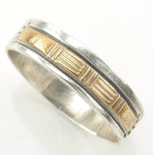 Vintage Sterling Silver Ring 12K Gold Fill Accent Minimalist Band Size 11