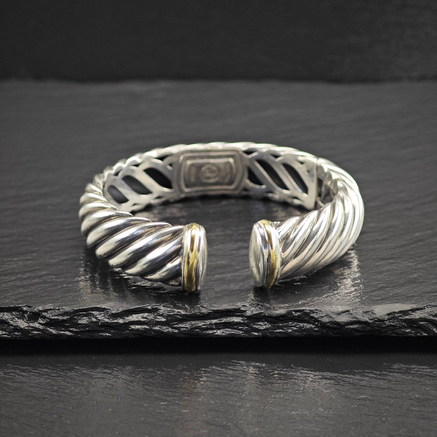 David Yurman Wide Cuff Bracelet 15mm 18k Gold Accent Sterling Silver