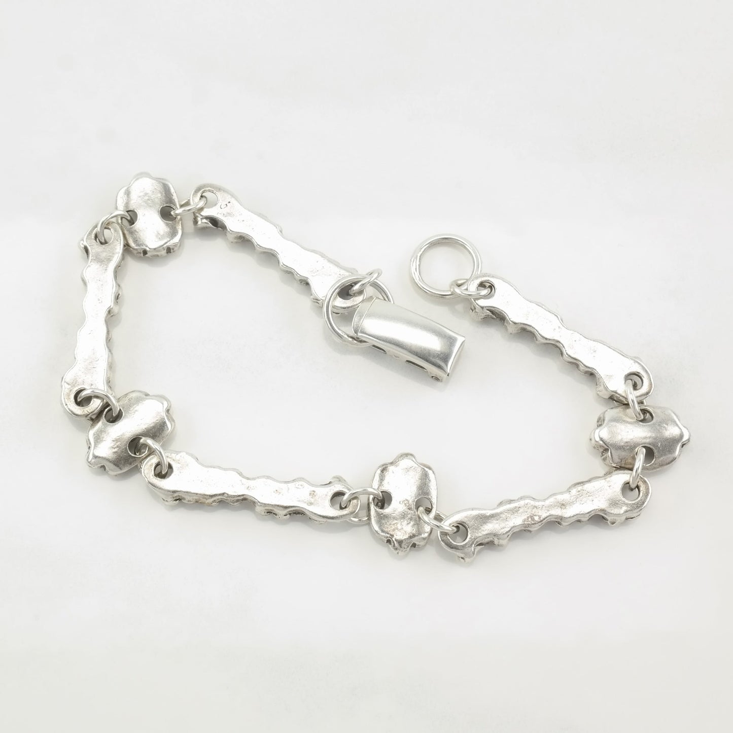 Designer Sterling Silver Link Bracelet Abstract