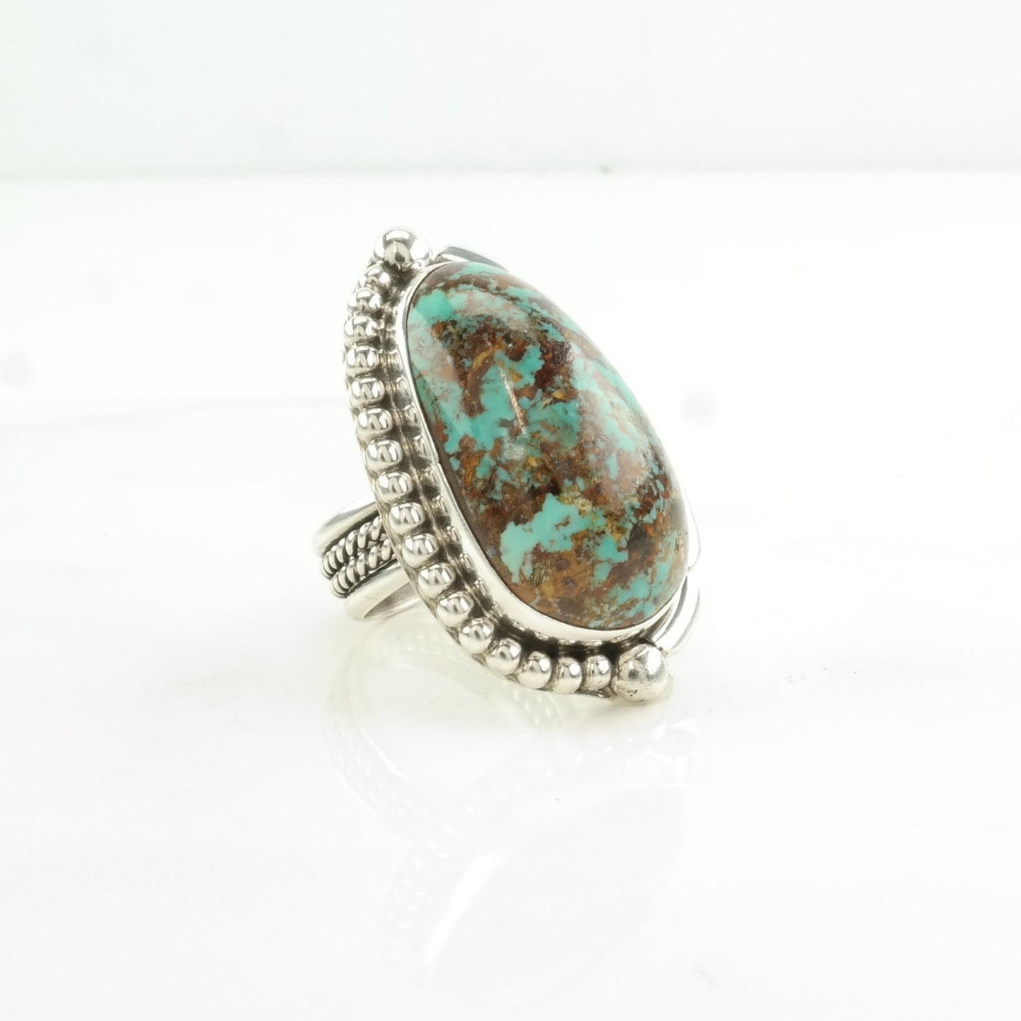 Native American Silver Ring Turquoise Sterling Blue Size 7