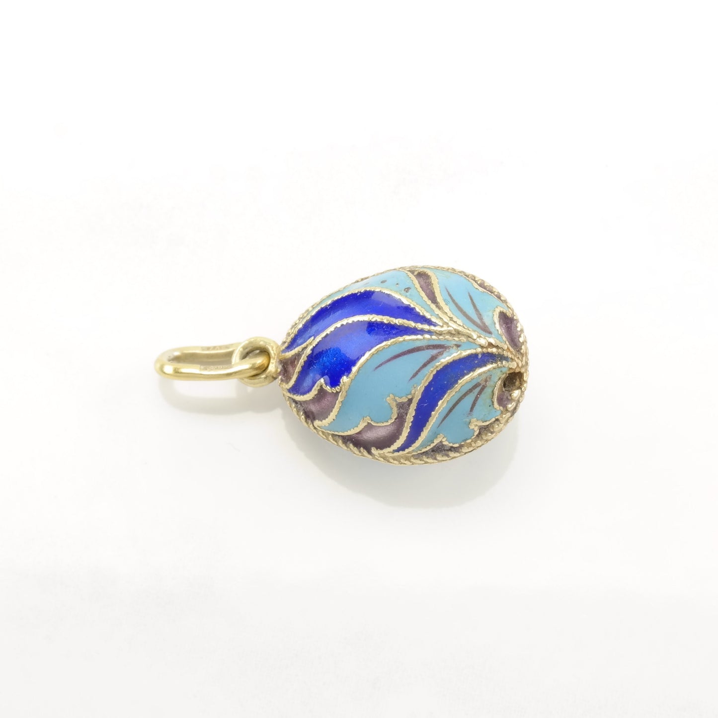 Vintage Soviet Enamel Egg Sterling Silver Pendant