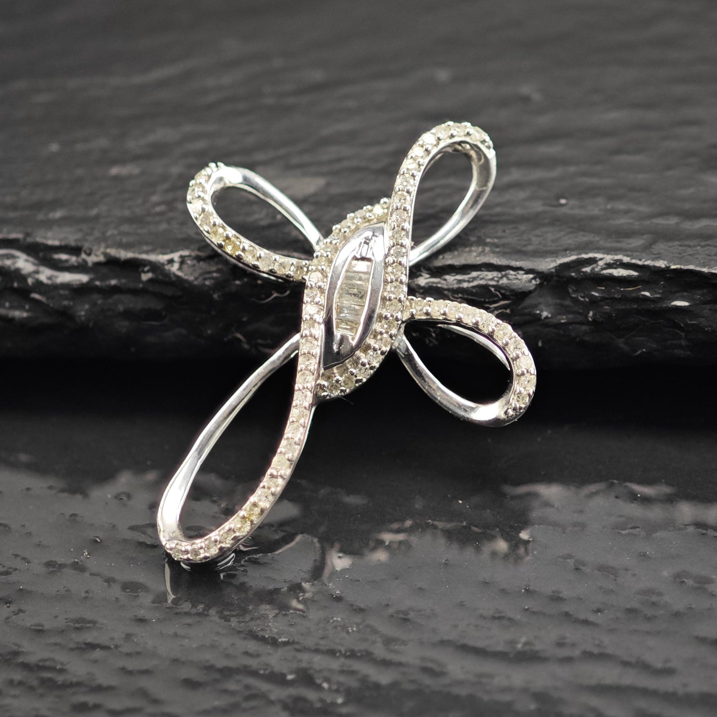1/3cttw Diamond Cross Sterling Silver Pendant P3051