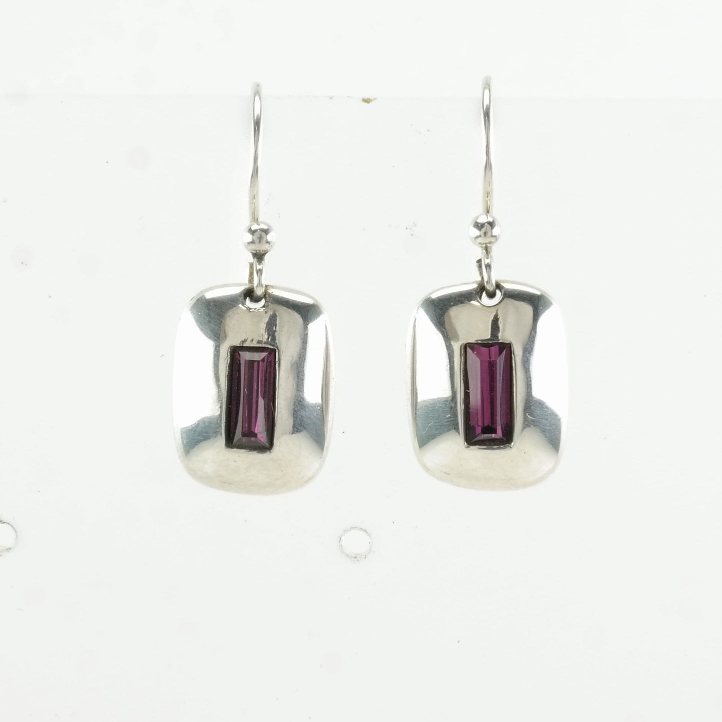 Sterling Silver Purple Garnet Earrings Fish hook