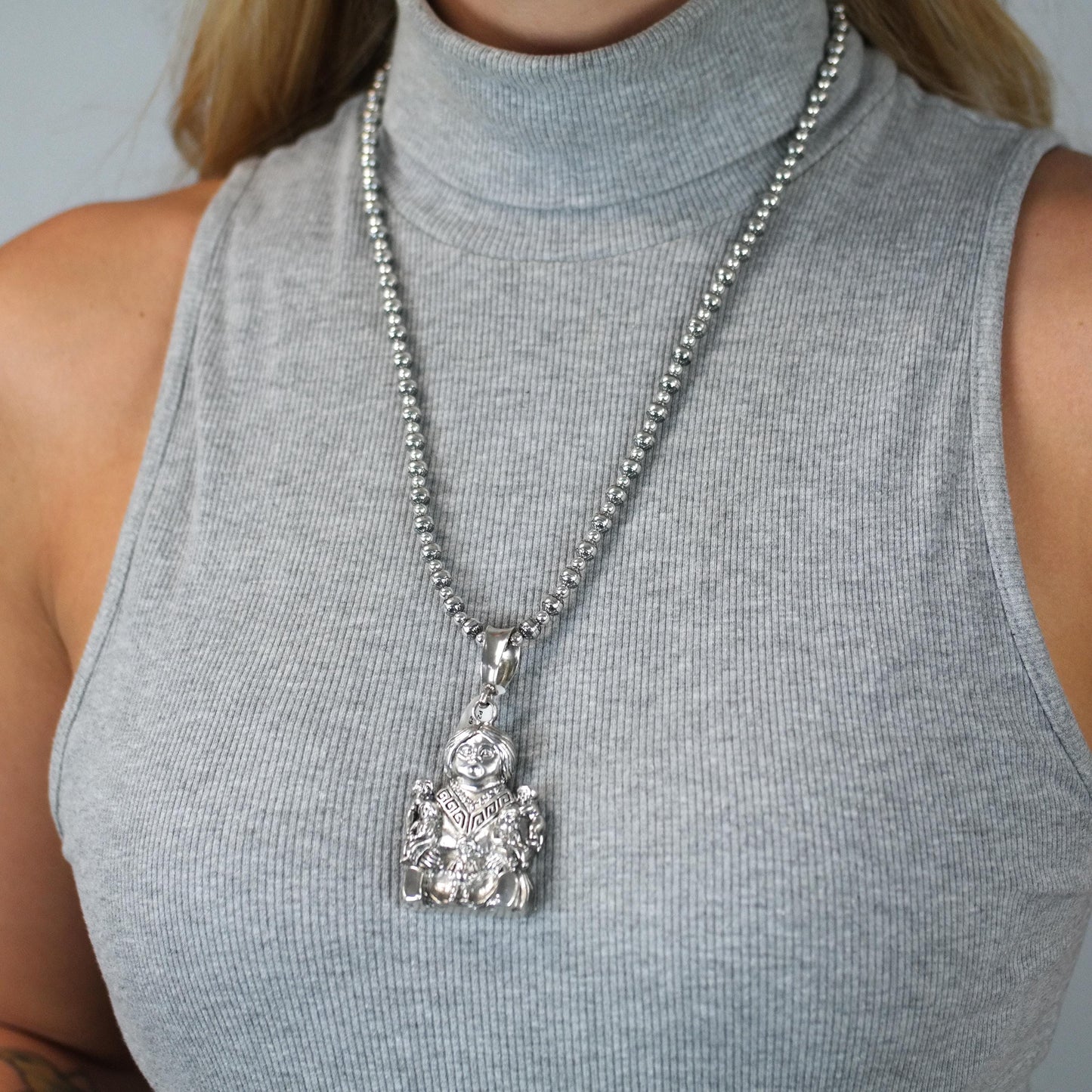 Native American Storyteller Fertility Pendant Sterling Silver P2828