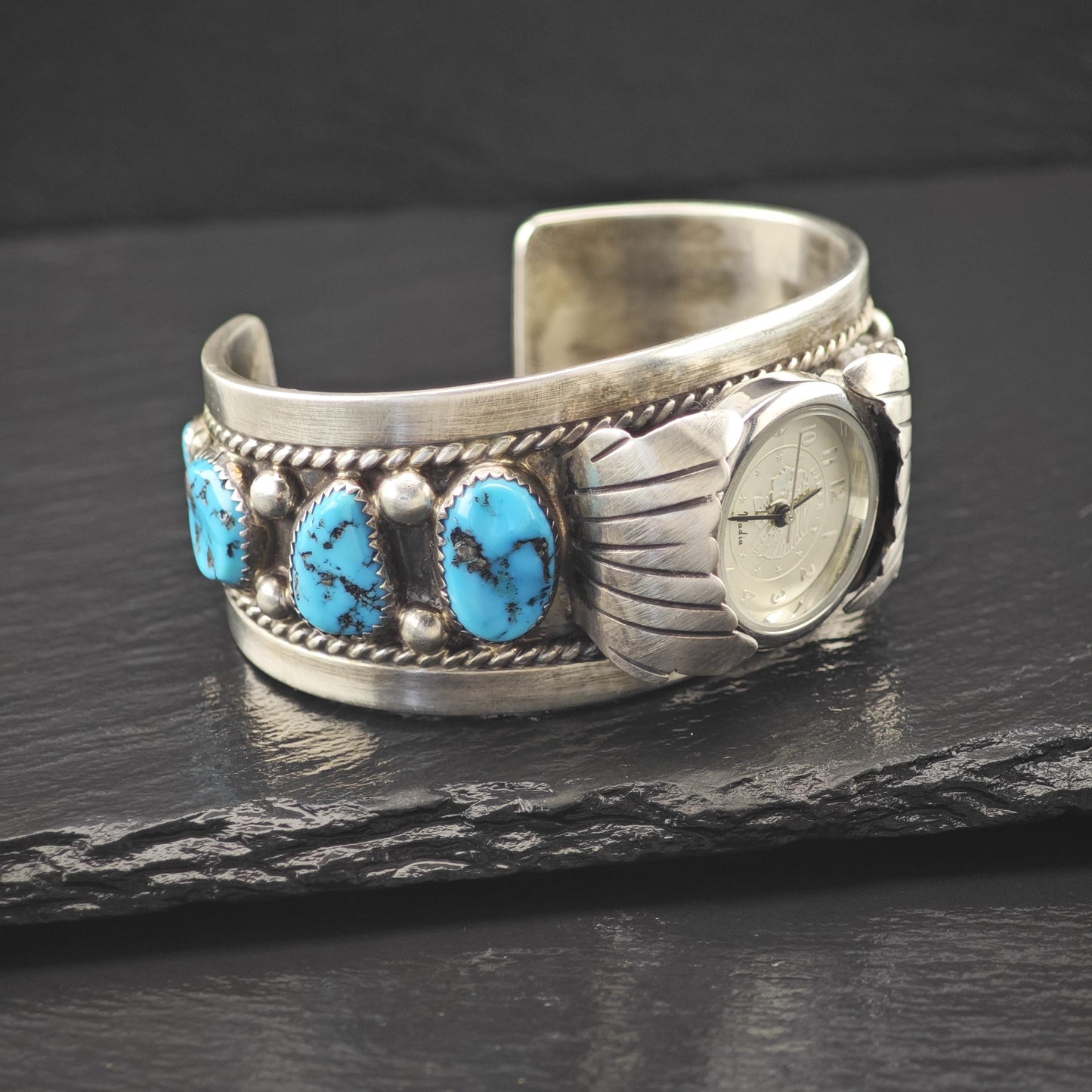 AS IS Turquoise Watch Cuff Sterling Silver Tommy Moore