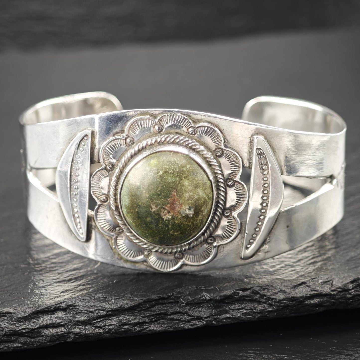 Fred Harvey Era Cerillos, Native American Cuff Bracelet Sterling Silver