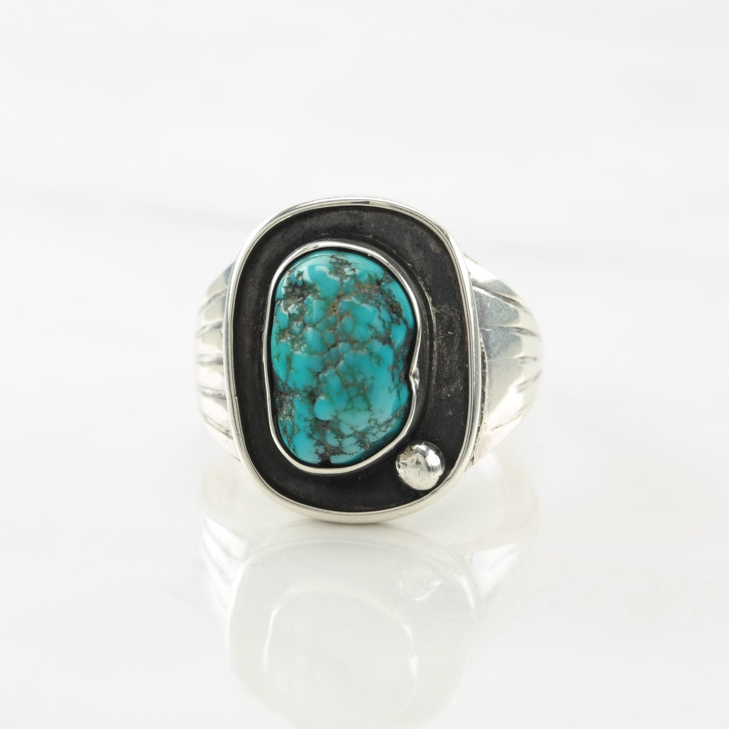 Southwest Turquoise Sterling Silver Ring Size 10