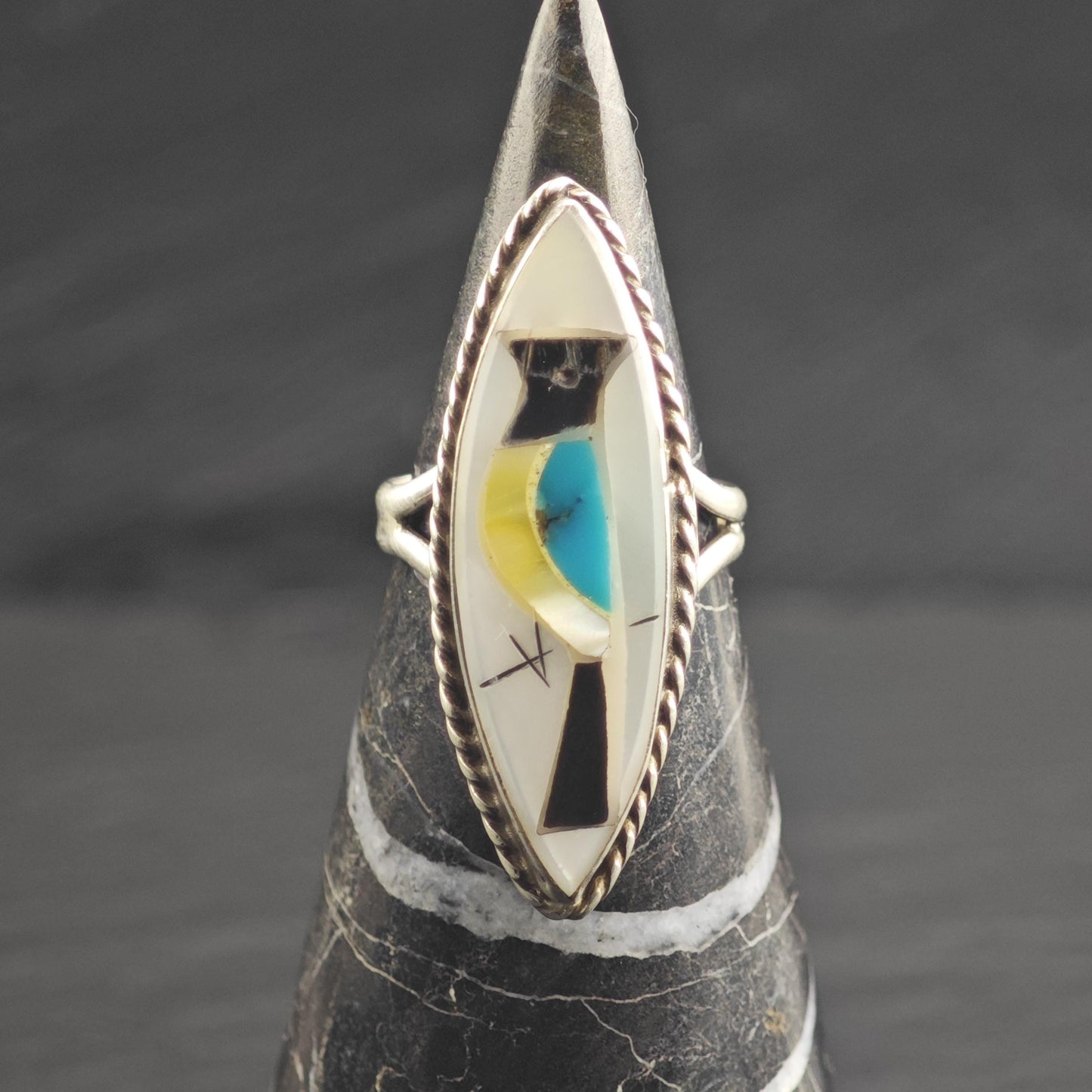 Native American Blue Jay Bird Sterling Silver Ring Sz 6 R6672