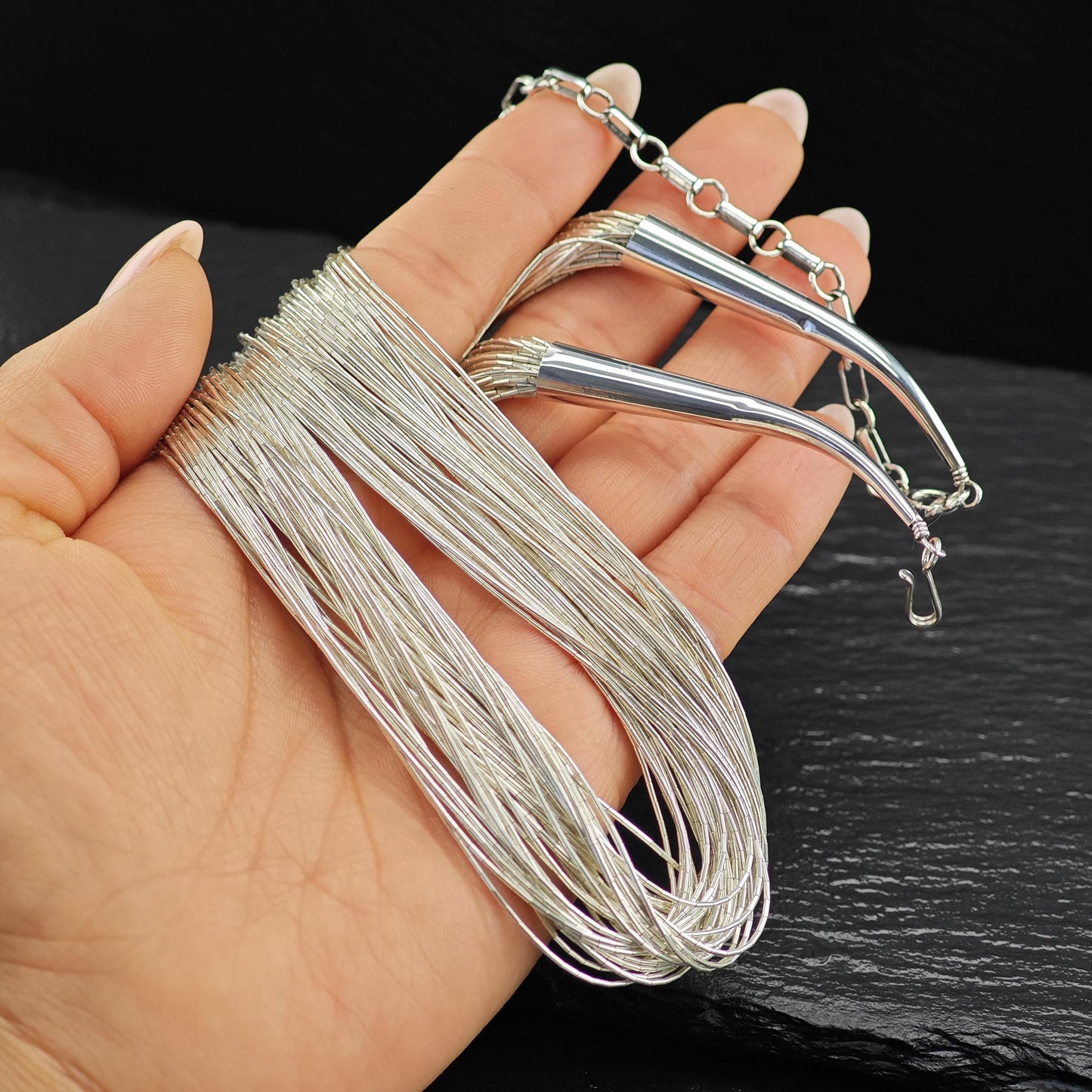 Sterling Liquid Silver 50 Strand 18 Inch Necklace N2555