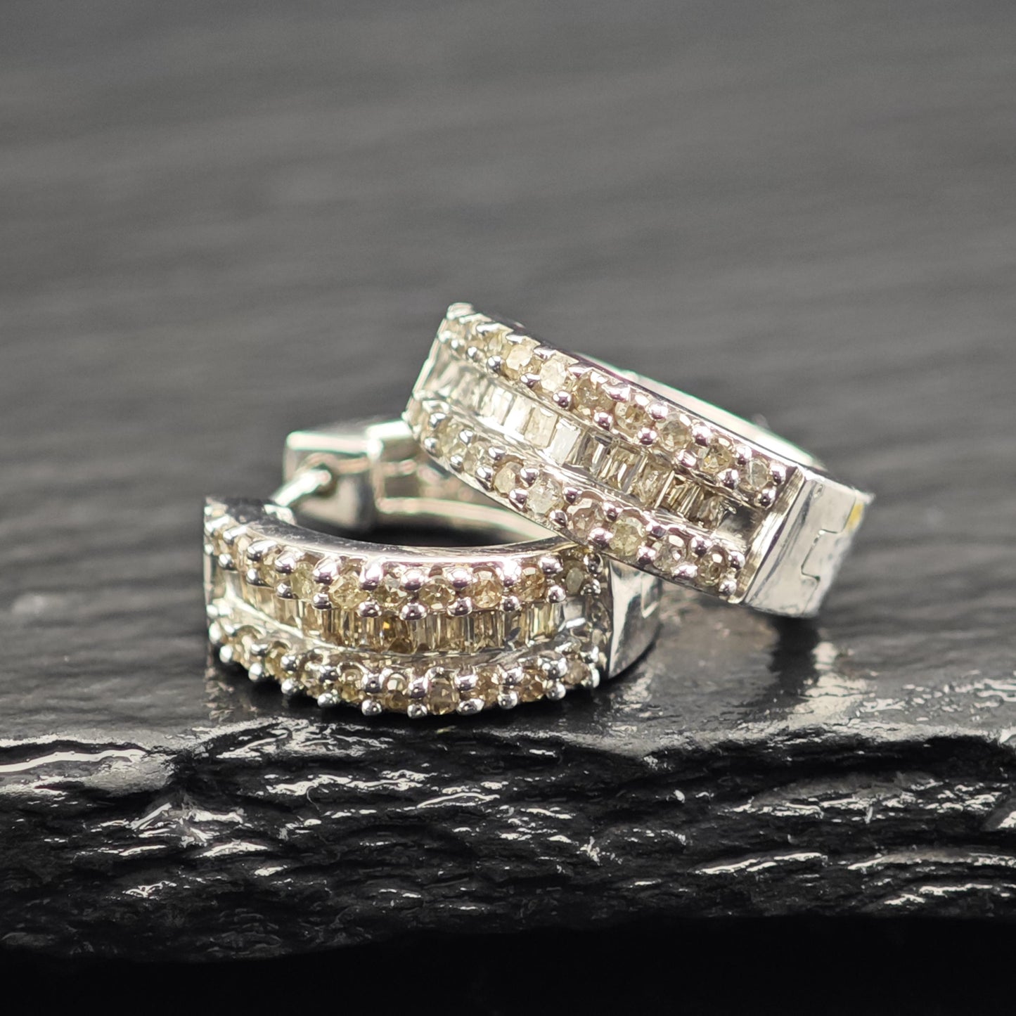1/2cttw Diamond Mini Hoops Latch Back Sterling Silver Earrings ER3193