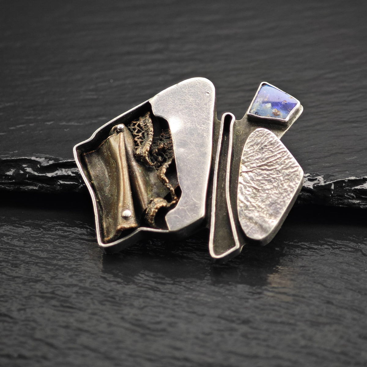Abstract Modernist Opal Sterling Silver Pendant/Brooch P3123