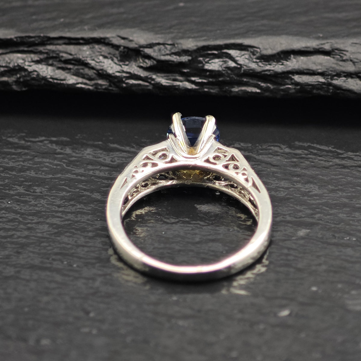 Sapphire & Diamond Platinum Ring East to West Sz 6 1/4 R6761