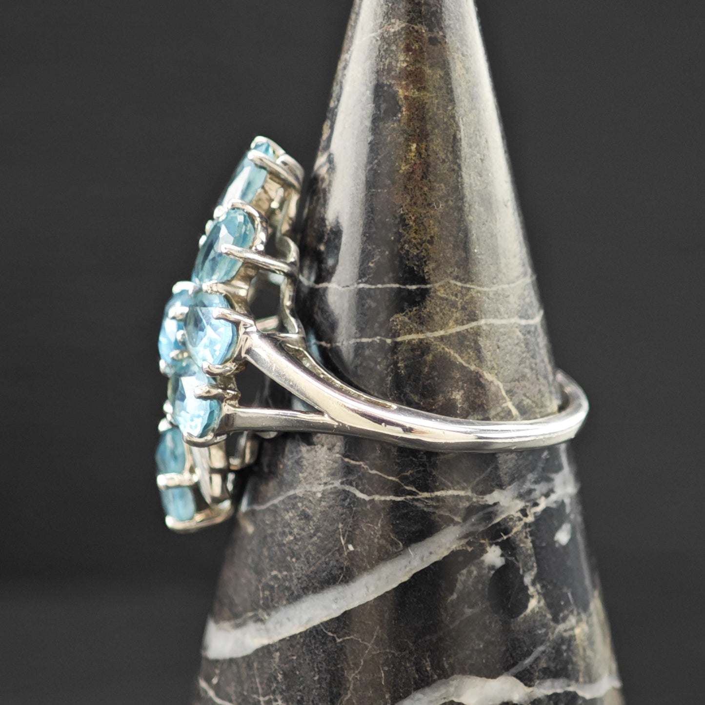Sterling Silver Ring Floral Topaz Stone Size 7 R6199