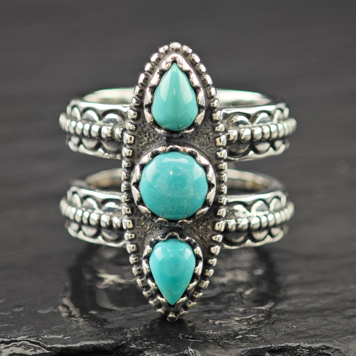 Carolyn Pollack Turquoise Ring Sterling Silver Size 7 1/2
