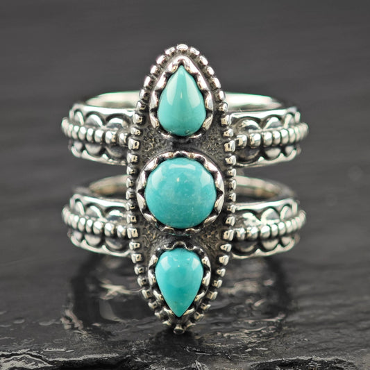 Carolyn Pollack Turquoise Ring Sterling Silver Size 7 1/2