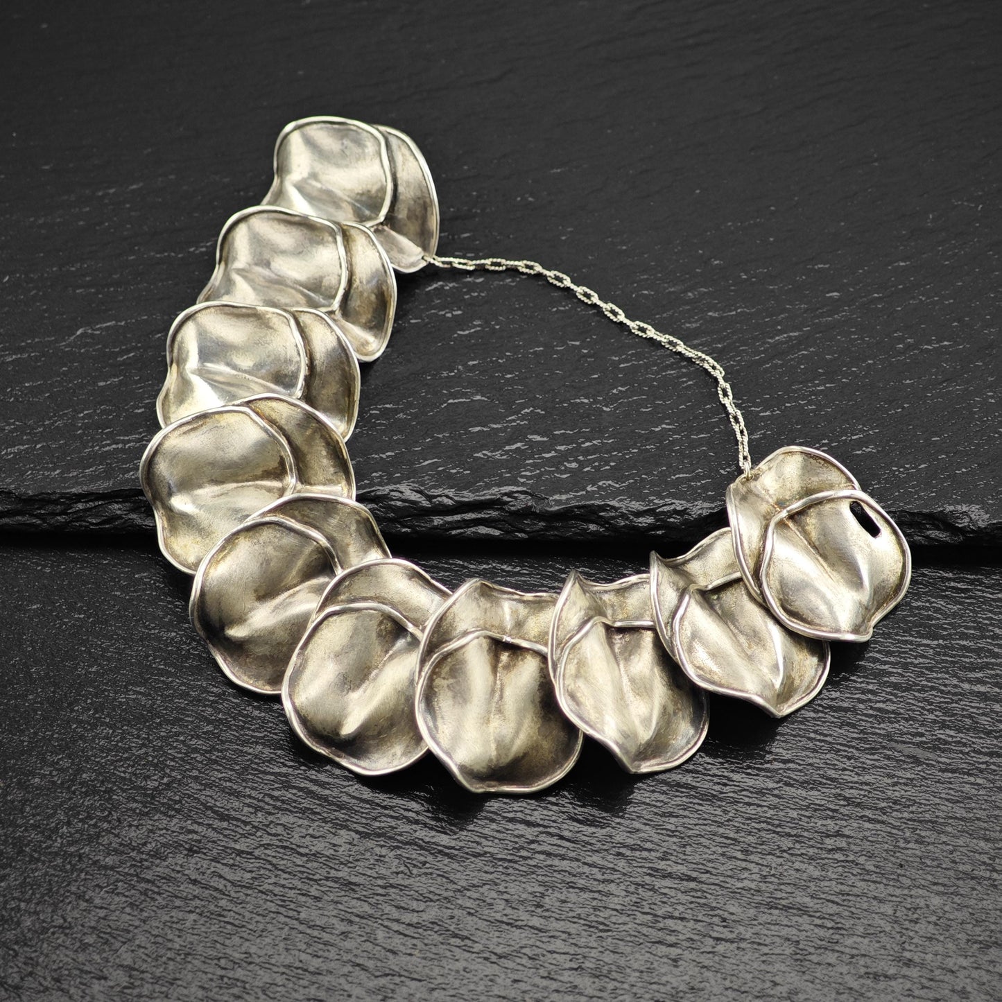 J Gabriel Abstract Rose Petal Link Bracelet Sterling Silver