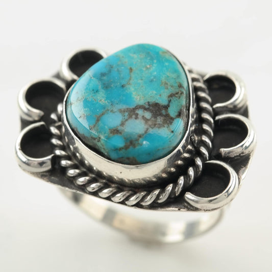 Sw Silver Ring Turquoise Sterling Blue Sz7 3/4 R5556