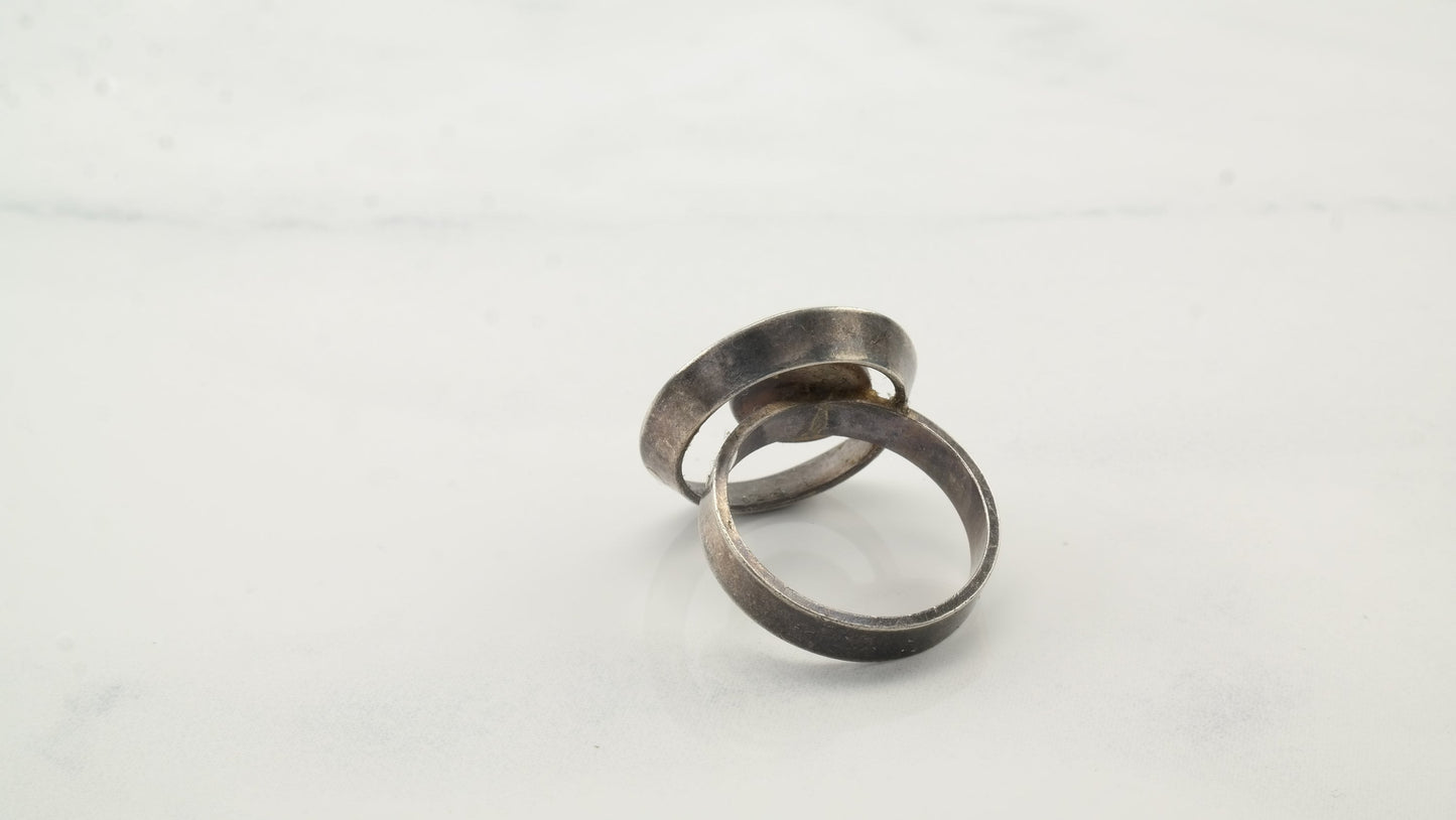 Vintage Modernist Silver Ring Amethyst Circle Sterling Size 4 3/4