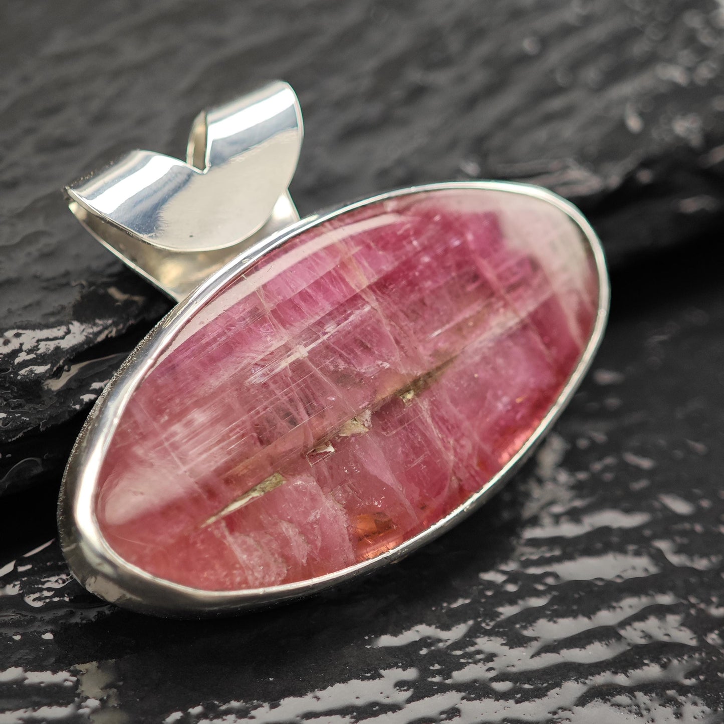 Vintage Pink Gemstone Pendant Sterling Silver
