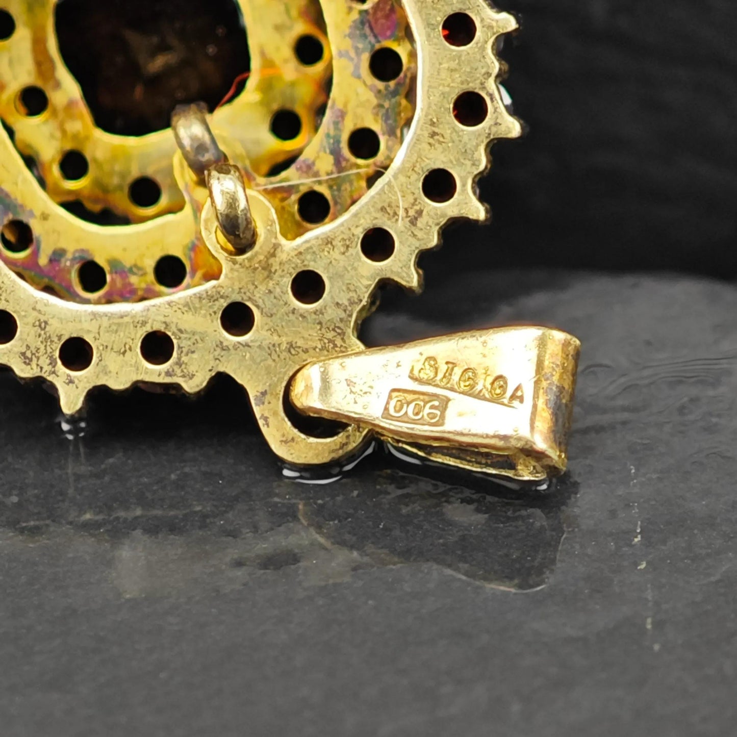 Squared Bohemian Red Garnet Pendant Sterling Silver