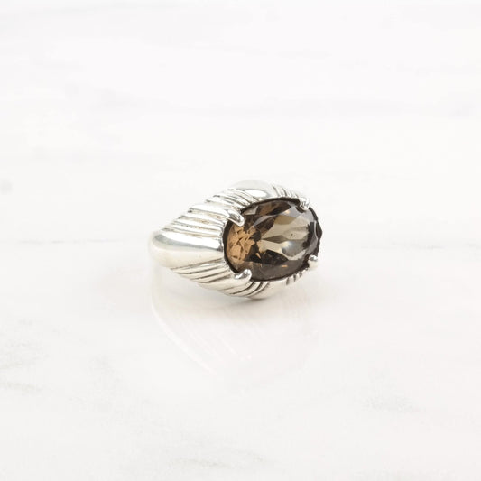 Kabana Silver Ring Smoky Quartz Sterling Size 5 3/4